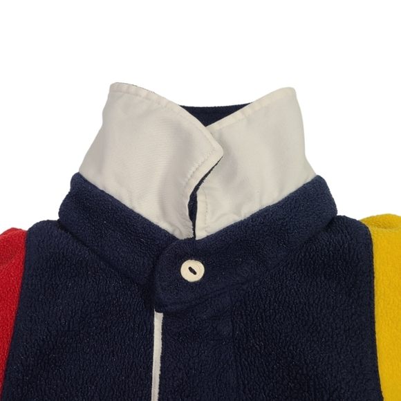 VTG 90s Christopher Rand Performance Colorblock Fleece Shirt Colorful Mens Small - Picture 4 of 10